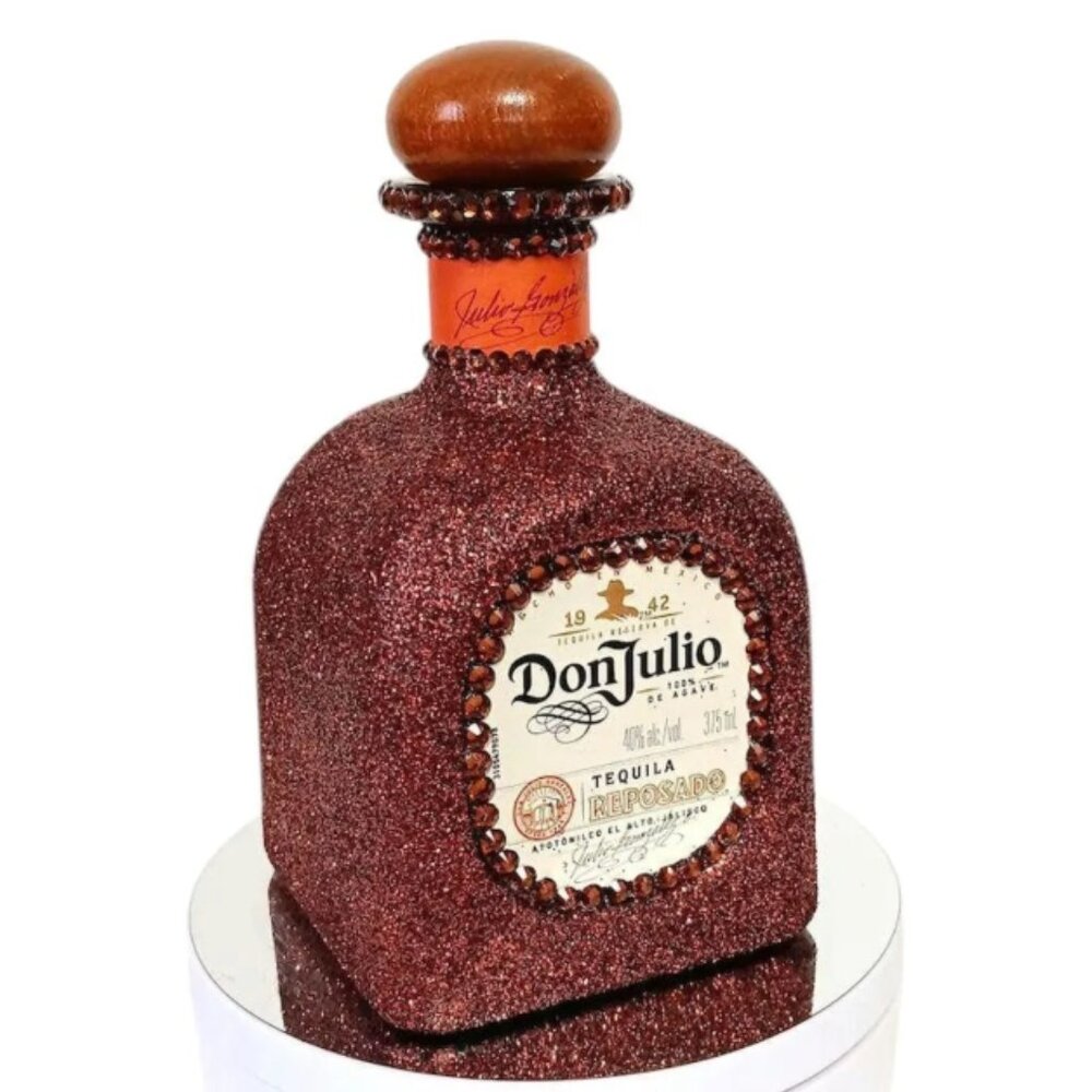 Don Julio Reposado Brown Glitter Rhinestone Bling 375ml Empty Tequila Bottle